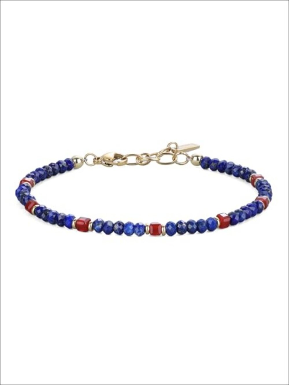 Lapis Lazuli Beaded Bracelet Adjustable 18K Gold Plated Stackable Dainty